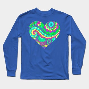 Bright and Colorful Decorative Heart Long Sleeve T-Shirt